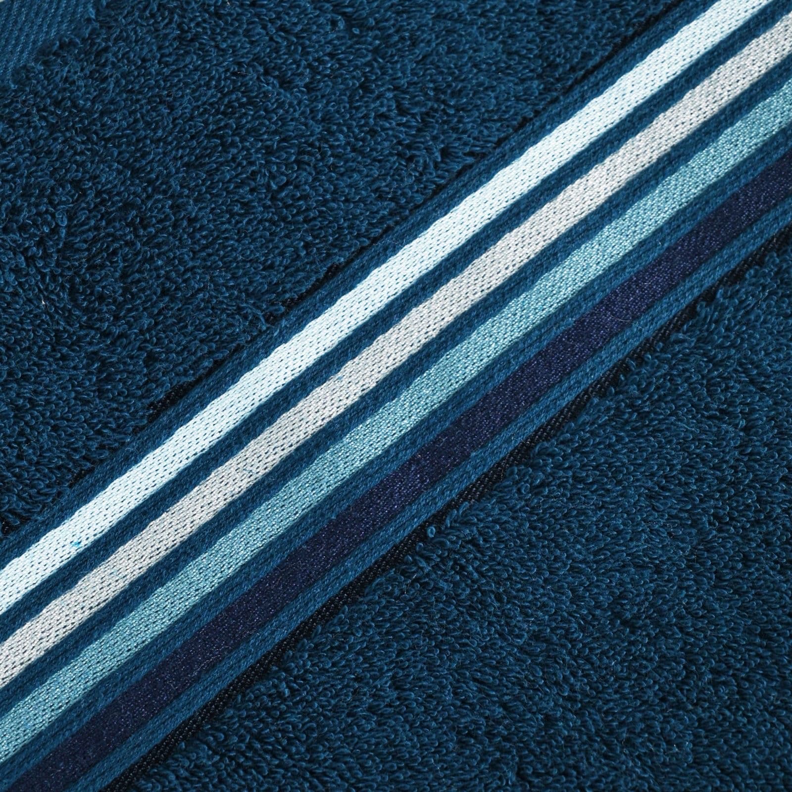 Dark teal — terry towel with a striped woven border